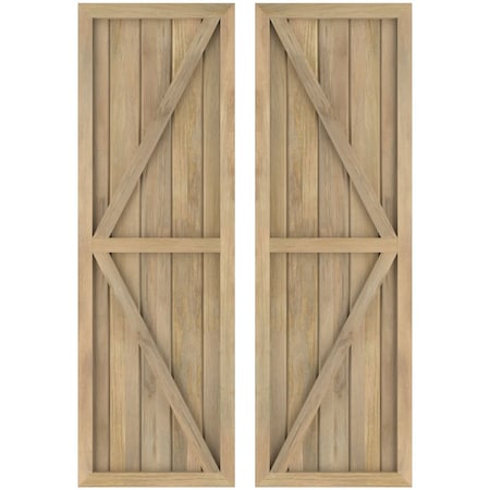 Americraft 5-Board Wood 2 Equal Panel Frmd Board-n-Batten Shutters W/ Dubl Z-Bar, ARW102BF518X43UNH